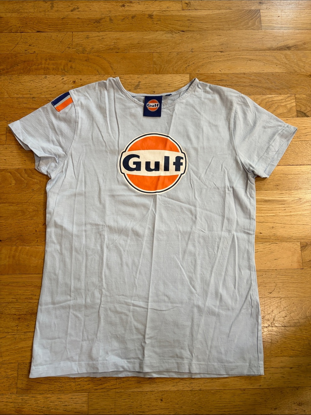 Logo Short Sleeve Tee - Light Blue with Orange Stripe